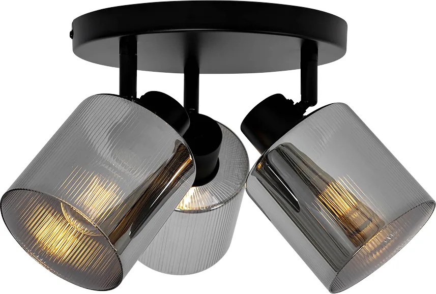 Okos mennyezeti spotlámpa fekete füstüveggel, kerek, állítható, 3 db Wifi A60-nal - Laura