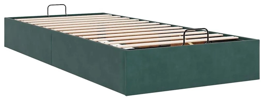 Ottomán ágykeret matrac nélkül Sötétzöld 90x200 cm bársony