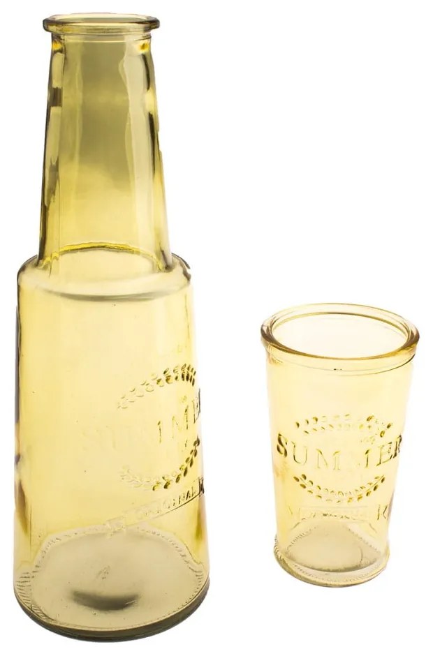Sárga üveg kancsó pohárral, 800 ml - Dakls
