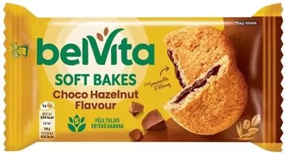 Keksz, 50 g, BELVITA Jó reggelt! Softy mogyorós ízű kakaós töltelékkel (KHE423)