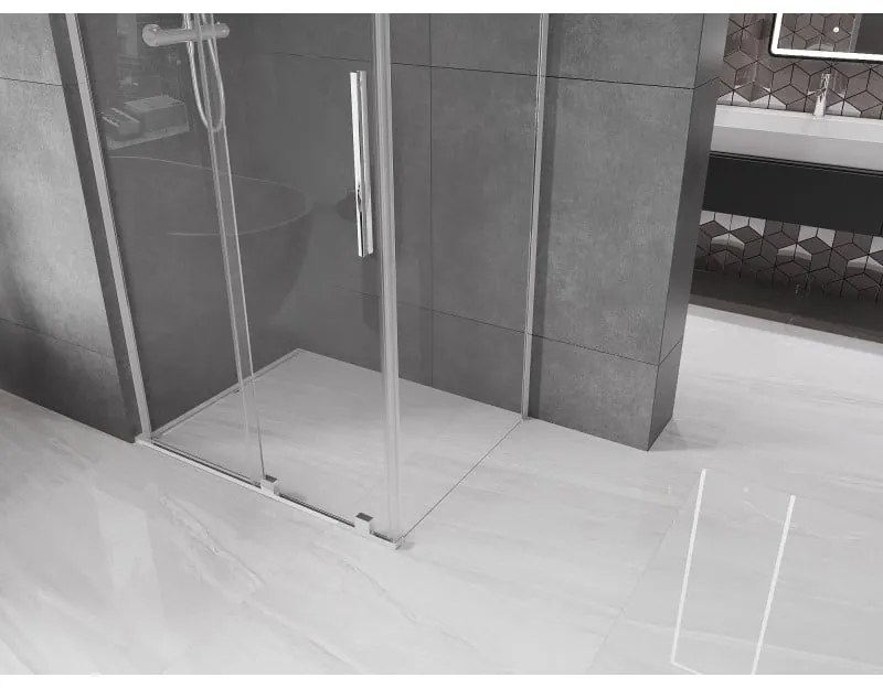 Mexen Velar L, zuhanykabin tolóajtóval 90 x 85 cm, 8mm átlátszó üveg, króm, 871-090-085-03-01