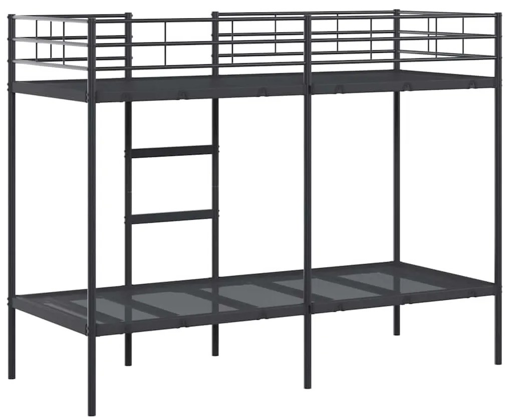 fekete acél emeletes ágy matrac nélkül 80 x 200 cm
