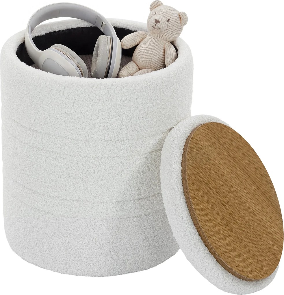 HOMCOM Sherpa tárolós puff fedéllel, max. 120 kg teherbírás — modern kiegészítő ülőke nappaliba, hálóba, előszobába, fehér | Aosom