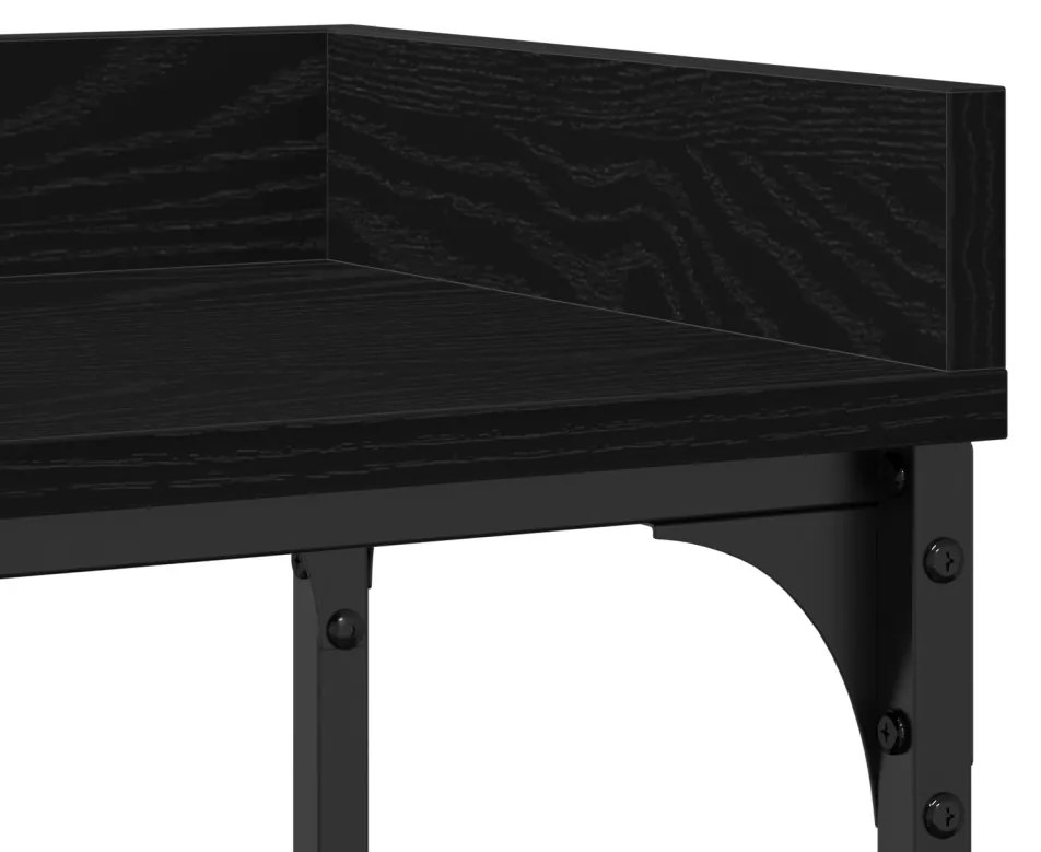Konzolasztal Fekete Tölgy 100x30x80 cm Mérnöki Fa és Acél