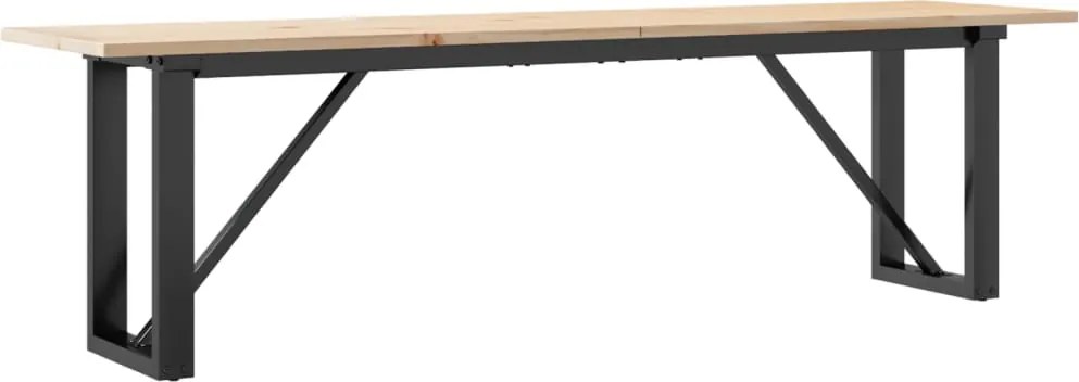 vidaXL tömör fenyőfa és acél dohányzóasztal O-vázzal 160x40x45 cm