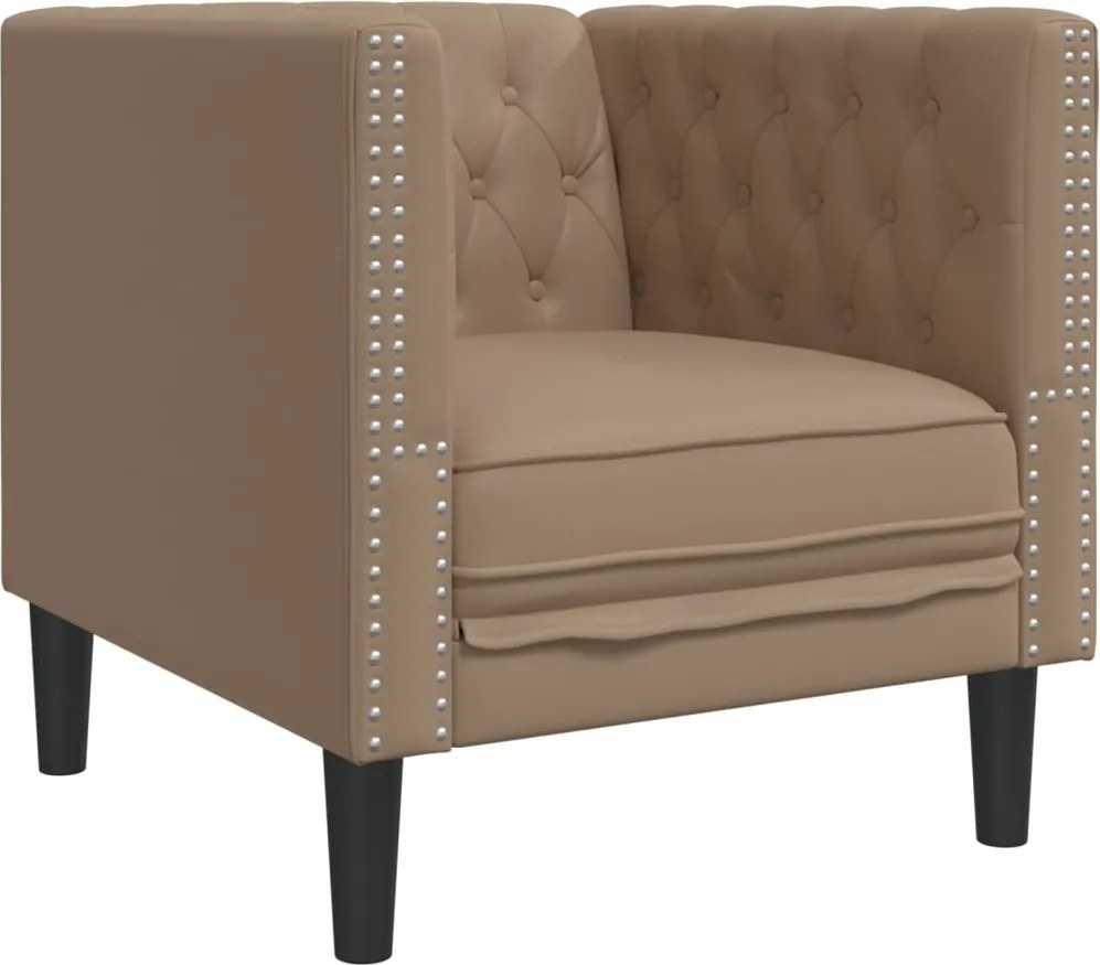 vidaXL kávészínű műbőr Chesterfield kanapéfotel