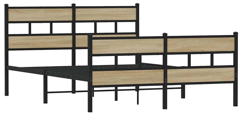 sonoma tölgy színű fém ágykeret matrac nélkül 135 x 190 cm