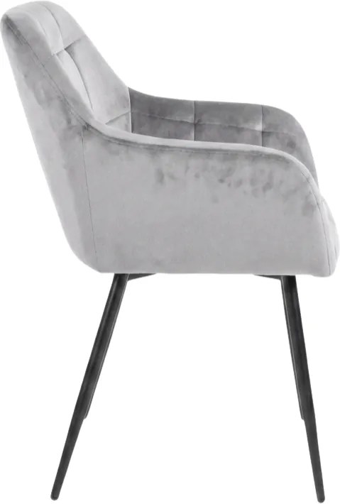 Szürke LOREN VELVET étkezőfotel fekete lábakkal