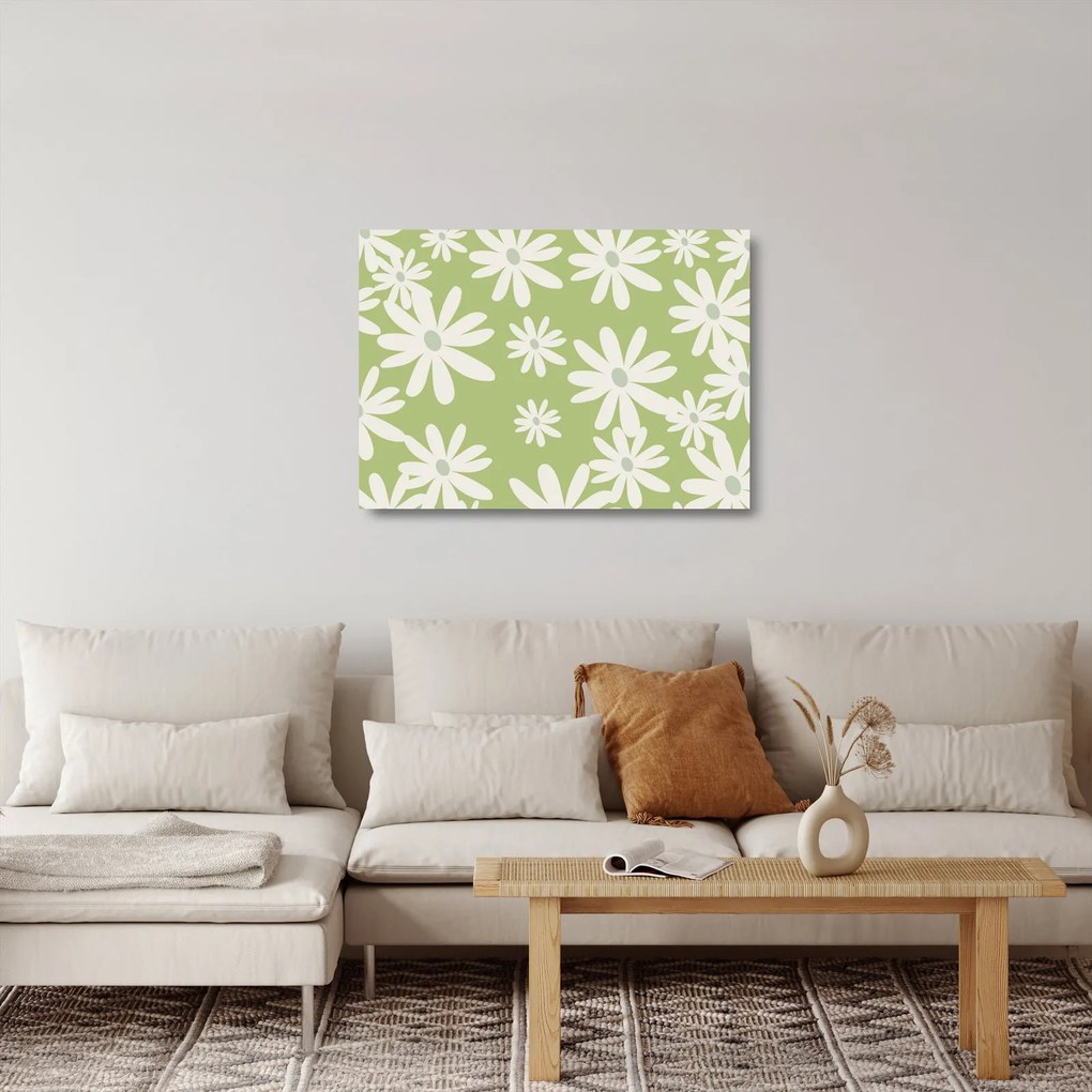 Üveg kép - Hippik, zöld virágok N⁰1 (70x50 cm)