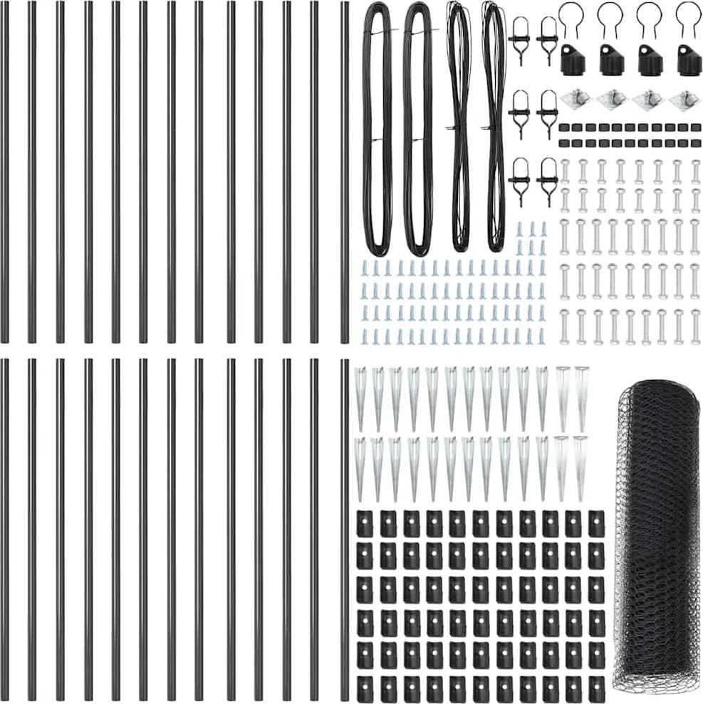 vidaXL Kerítésoszlop Szürke 50 x 0,5 m (13 mm háló) Acél és PVC