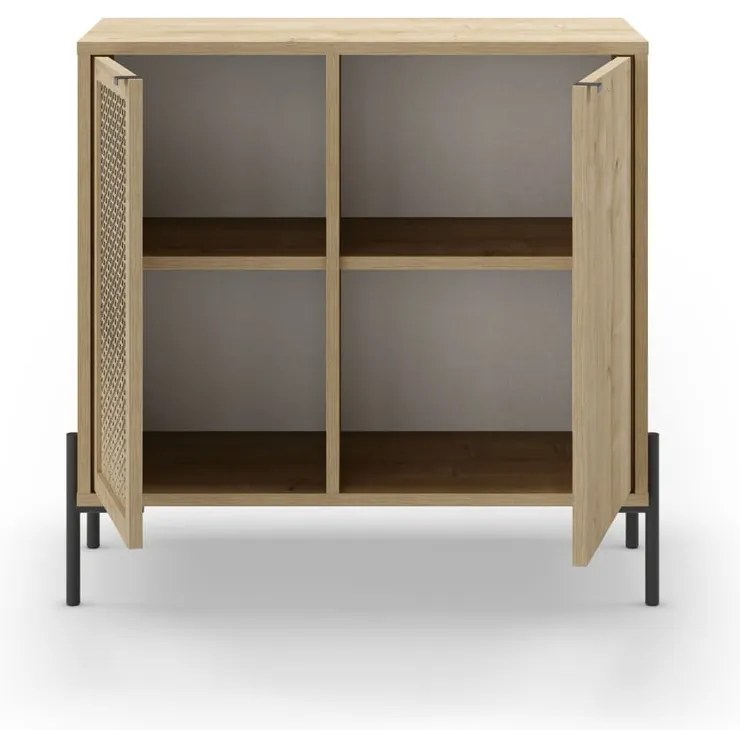 Natúr színű alacsony komód tölgyfa dekorral 80x80 cm Inca – Marckeric