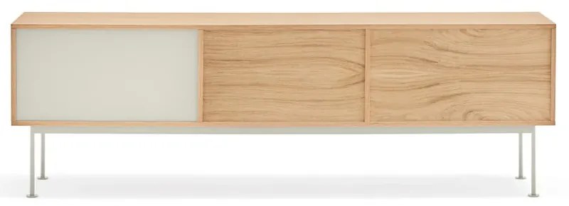 Yoko krémfehér TV-állvány tölgyfa dekorral - Teulat