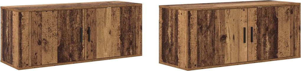 vidaXL Fali TV szekrény szett 2 pcs Öreg fa 100 x 34,5 x 40 cm Faanyag