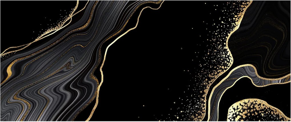 Kép - Fekete és arany márvány (120x50 cm)