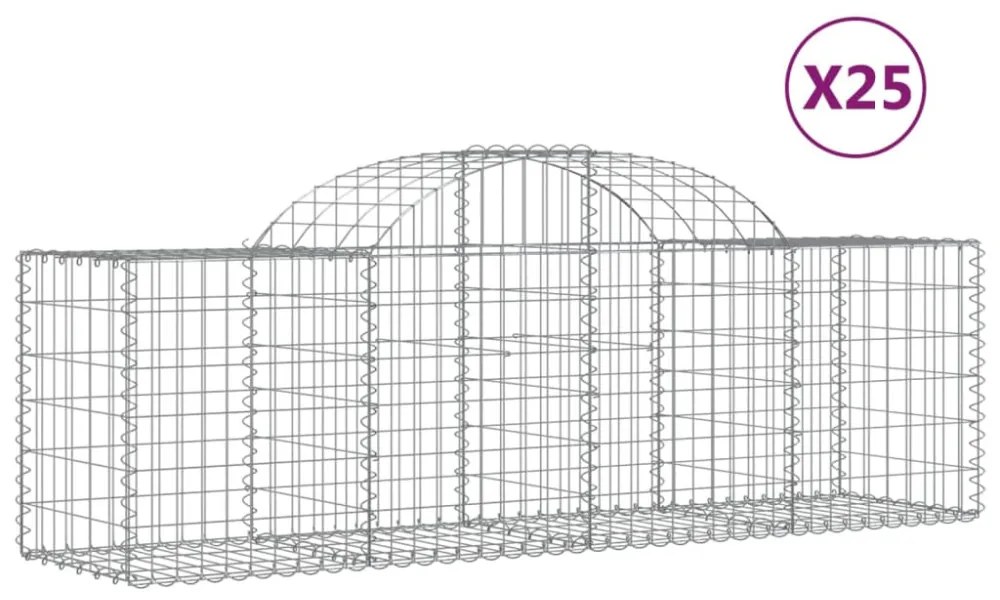 vidaXL 25 db íves horganyzott vas gabion kosár 200x50x60/80 cm