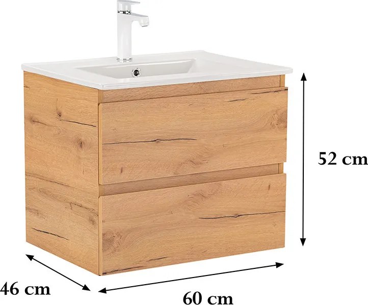 Vario Forte 60 alsó szekrény mosdóval tölgy-tölgy