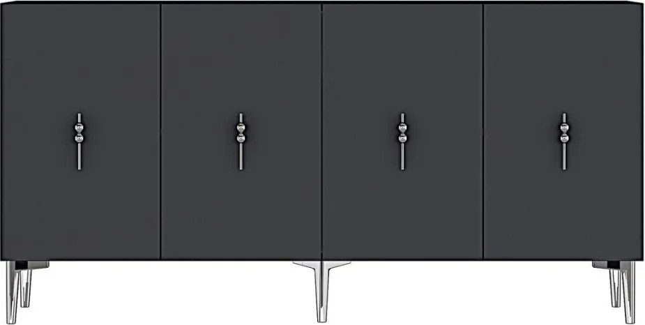 Komód, antracit-ezüst, 125 cm