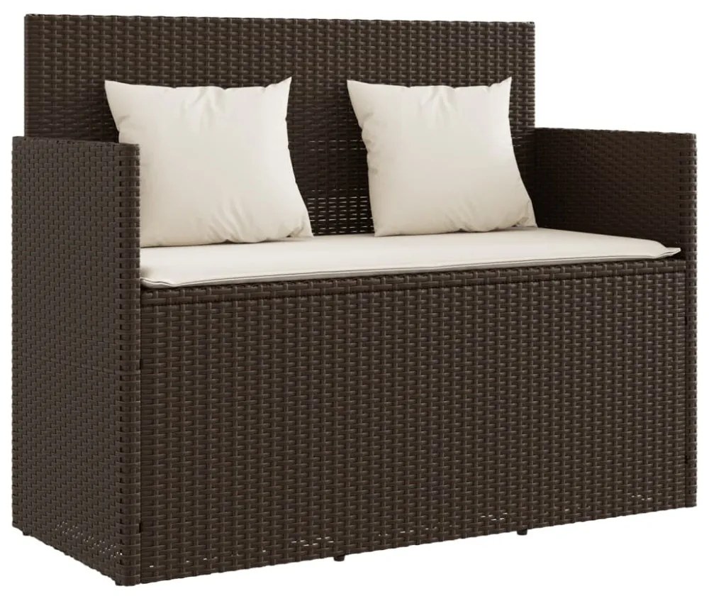 barna polyrattan kerti pad párnákkal