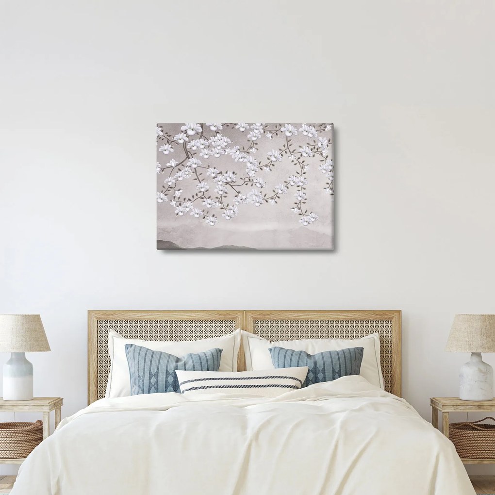 Kép - Virágok egy szürke tájon (70x50 cm)