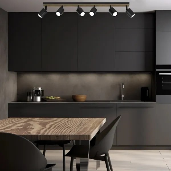 Spotlámpa TERRA 6xGU10/8W/230V fekete/tölgy