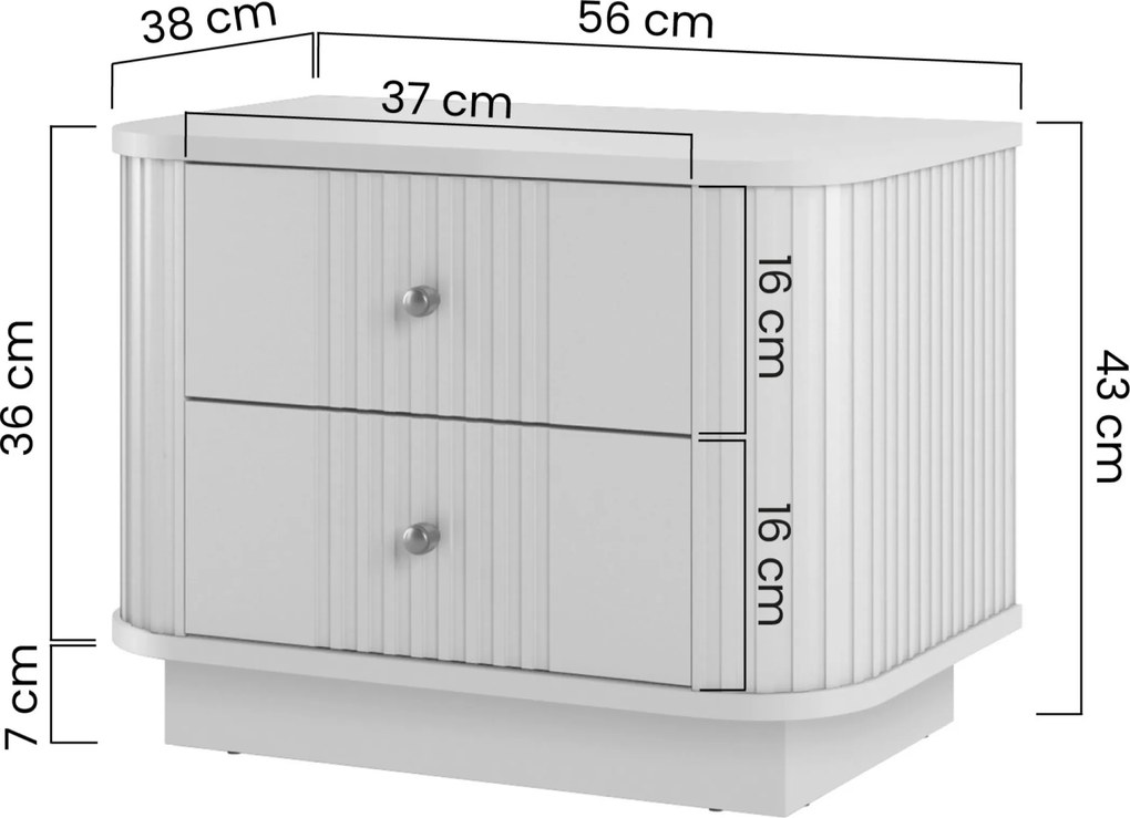 Vesper éjjeliszekrény készlet 2 db-os 56 cm - kasmír / dió / fekete fogantyúk