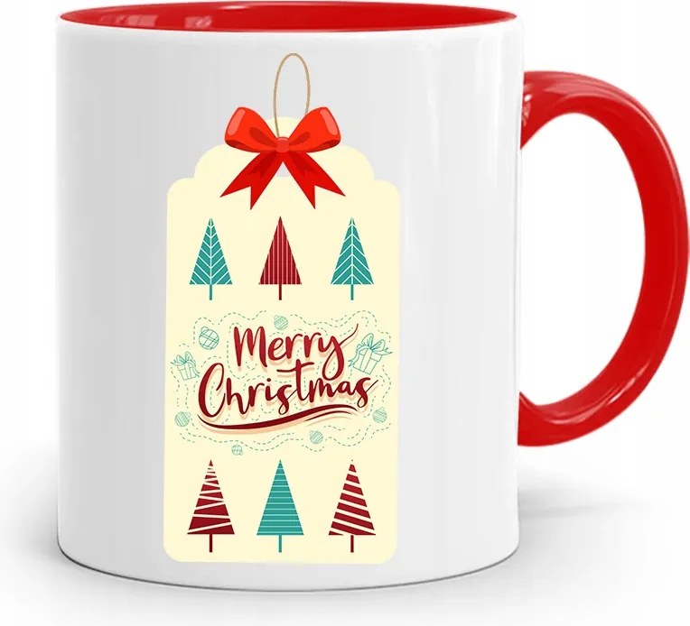 Piros Karácsonyi Bögre Mikulás Karácsonyfa Alá, fényképes nyomattal