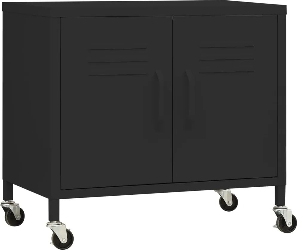 vidaXL fekete acél tárolószekrény 60 x 35 x 56 cm