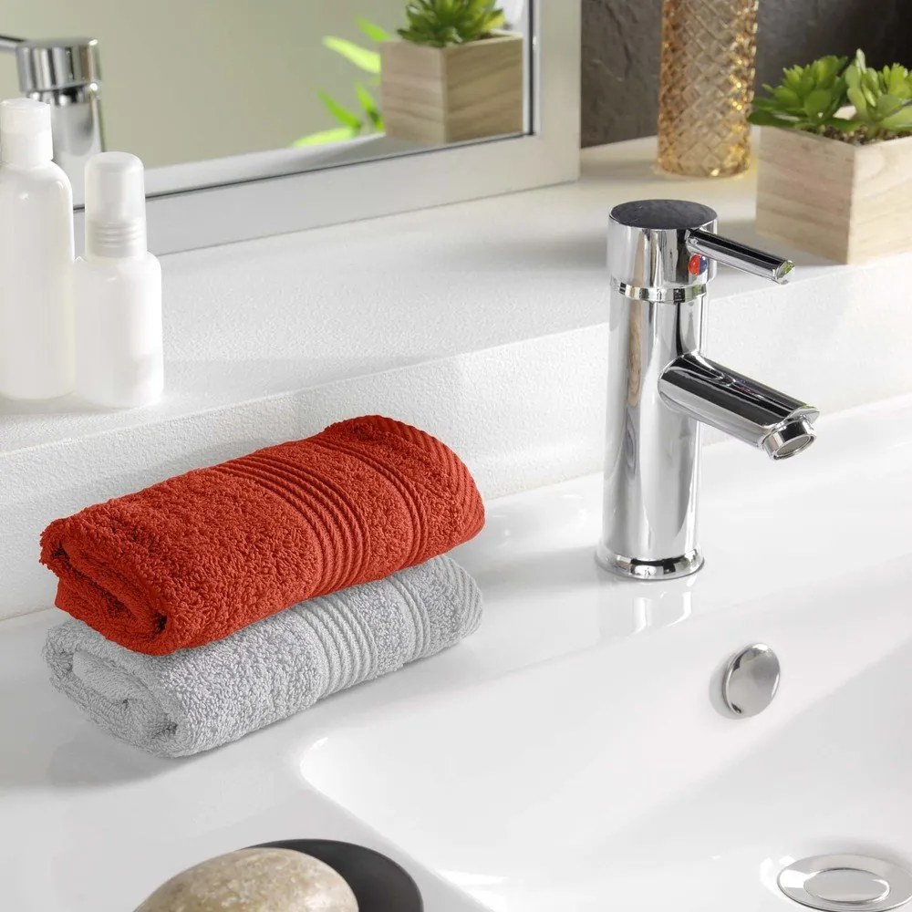 Téglavörös frottír pamut törölköző 30x50 cm Tendresse – douceur d'intérieur