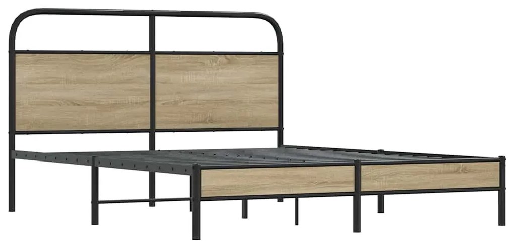 vidaXL ágykeret matrac nélkül 160x200 cm füstölt tölgy fűrészelt fa