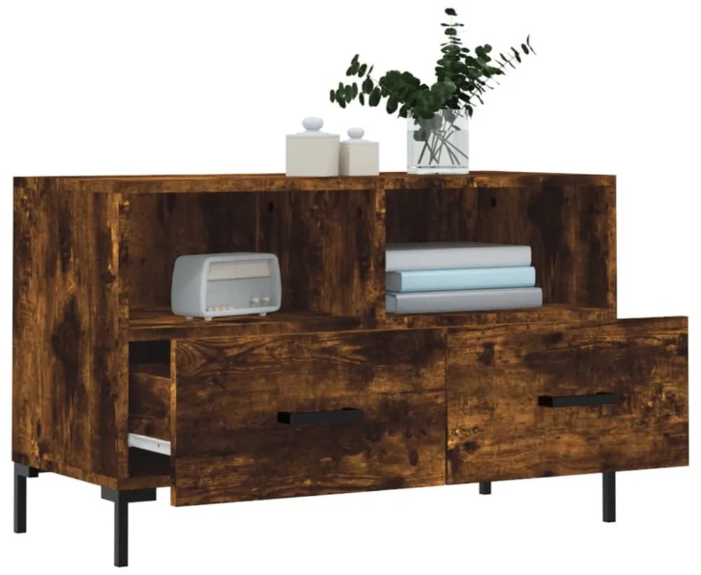 füstös tölgy színű szerelt fa TV-szekrény 80 x 36 x 50 cm