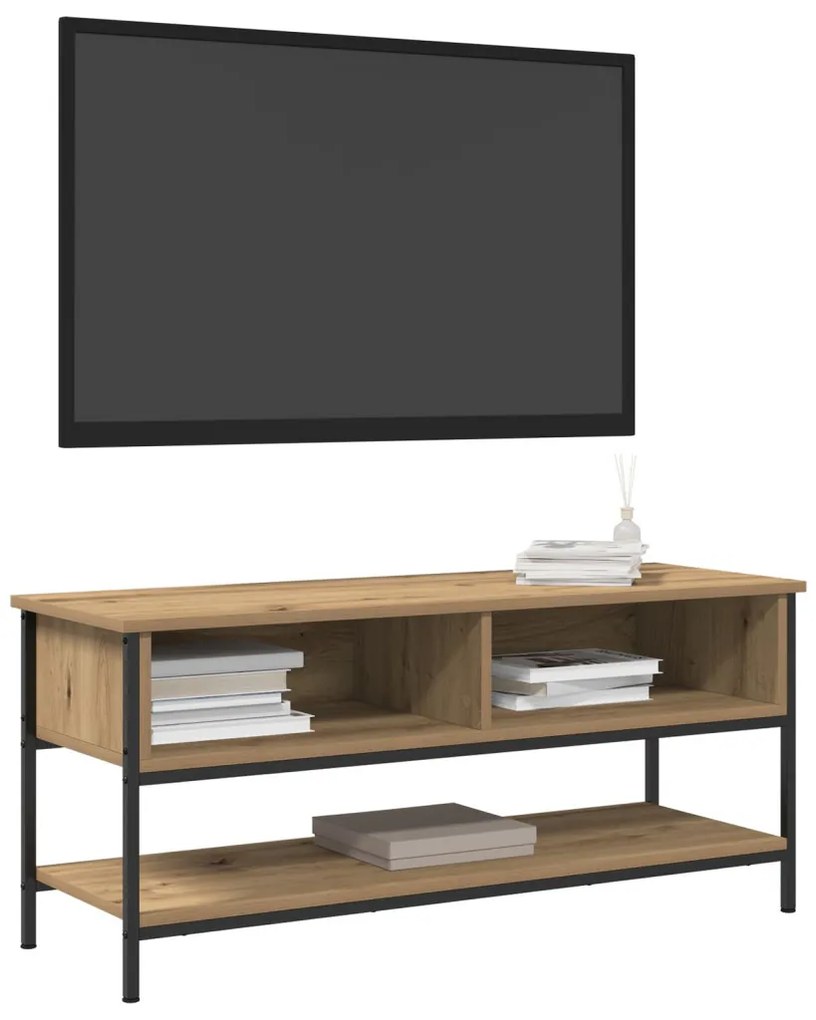 TV Szekrény Kézműves Tölgy 100x35x45 cm Műanyag és Acél