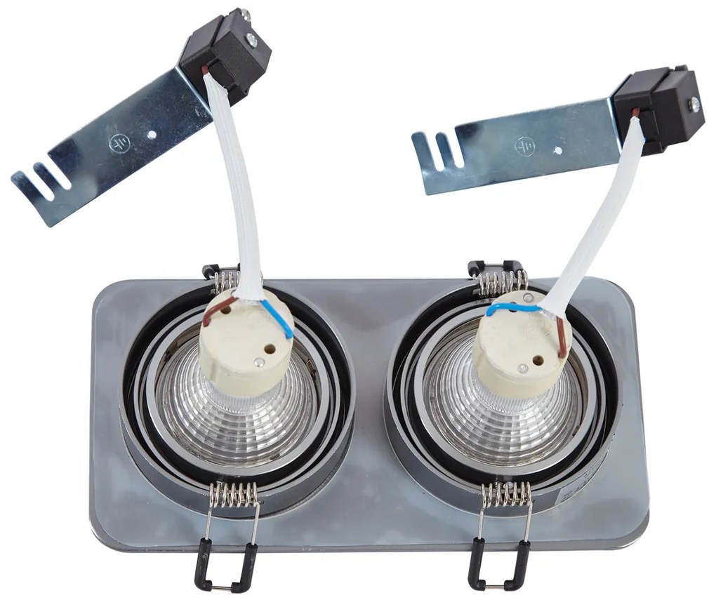 6 darabos, lekerekített, süllyesztett spotlámpa szett fegyverszürke GU10 50mm állítható IP44 2-lámpás - Alberto