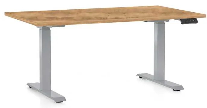 OfficeTech D állítható magasságú asztal, 120 x 80 cm, szürke alap, arany tölgy