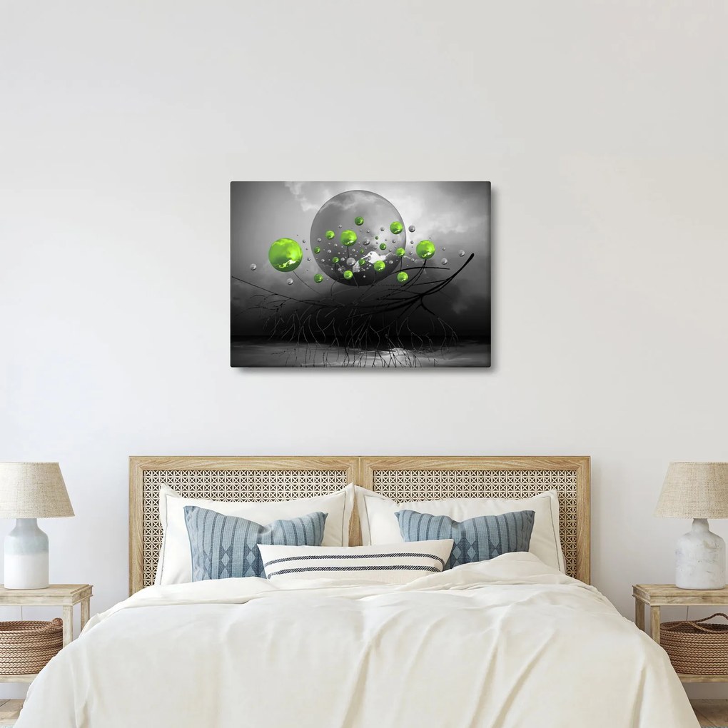 Zöld absztrakt gömbök képe (70x50 cm)