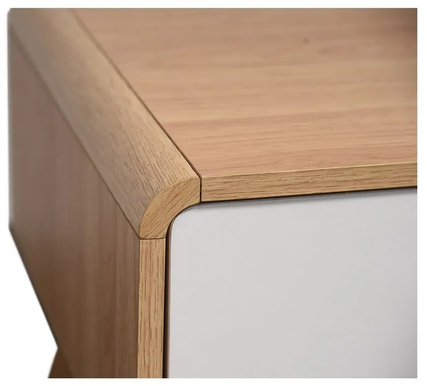 Fehér-natúr színű TV-állvány tölgyfa dekorral 100x40 cm Caitlin – Støraa