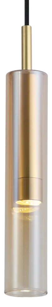 Modern arany színű spotlámpa borostyánszínű üveggel, 1 fázisú sínrendszerhez - Slimline Loyce