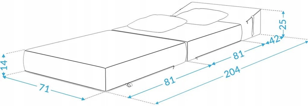 Matracesen Összehajtható matrac 70x200 - szürke