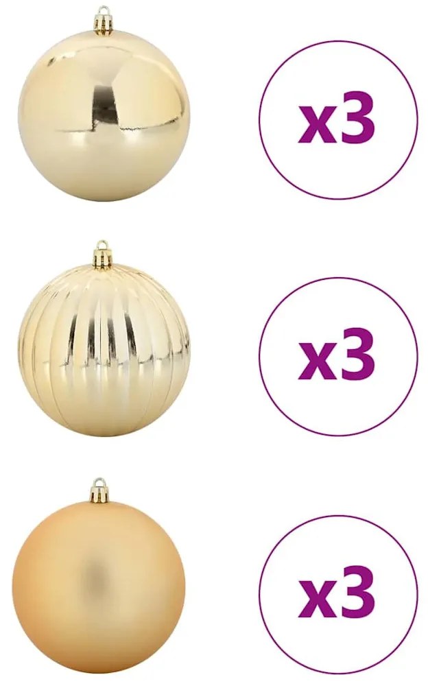 Karácsonyi Díszgömb Készlet 9 pcs Arany