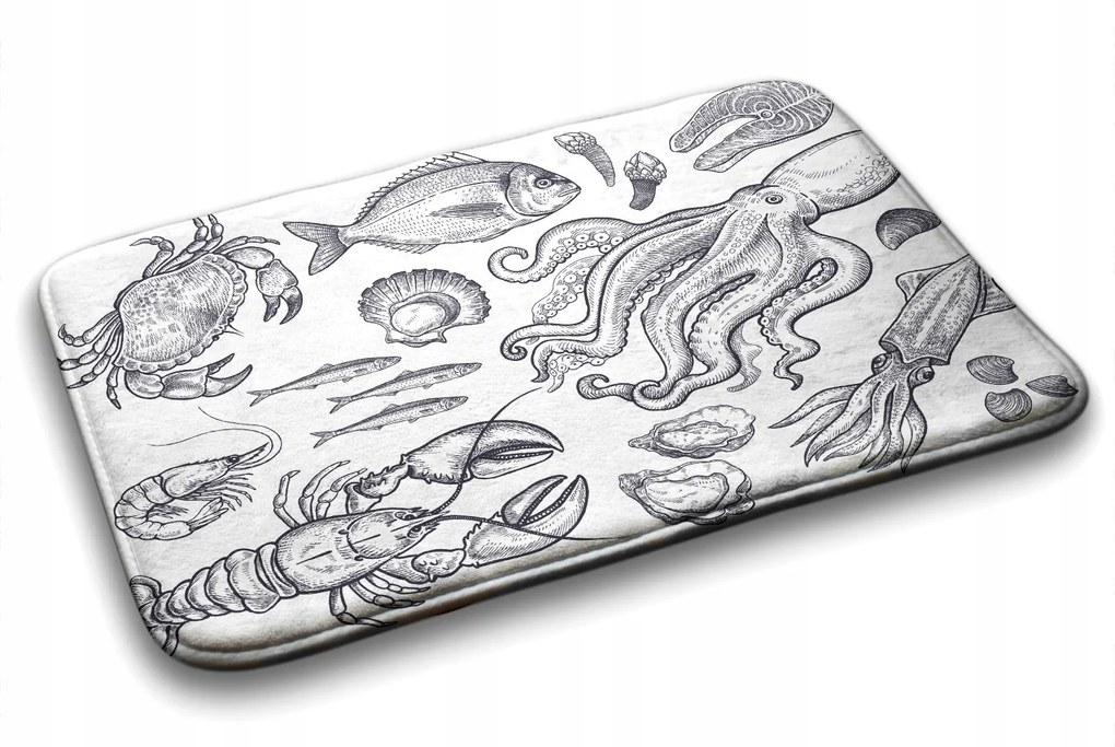 Fürdőszobaszőnyeg Tengeri állatok 90x60 cm