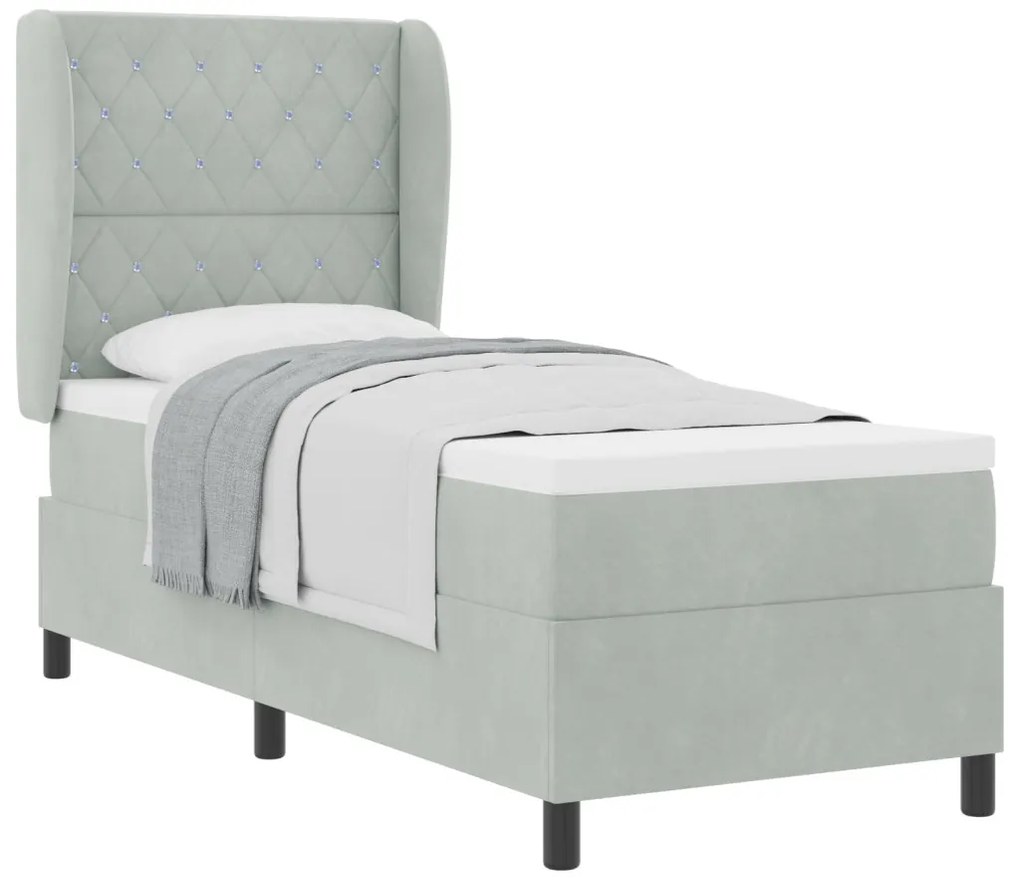 vidaXL Boxrugós ágy matracmal Világosszürke 200 x 80 cm Poliészter