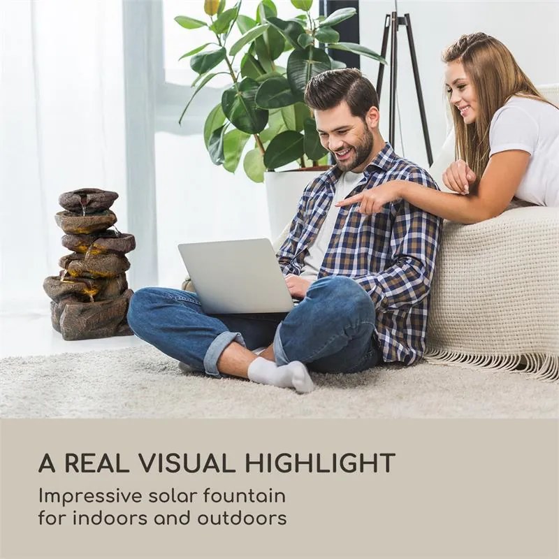 Blumfeldt Savona, napelemes szökőkút, 2,8 W, 5 óra, akkumulátor, LED lámpa, kő kinézet