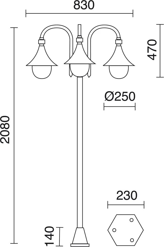 NOVOLUX 332F-G05X1A-02 TROM Kandeláber Fekete E27 IP43