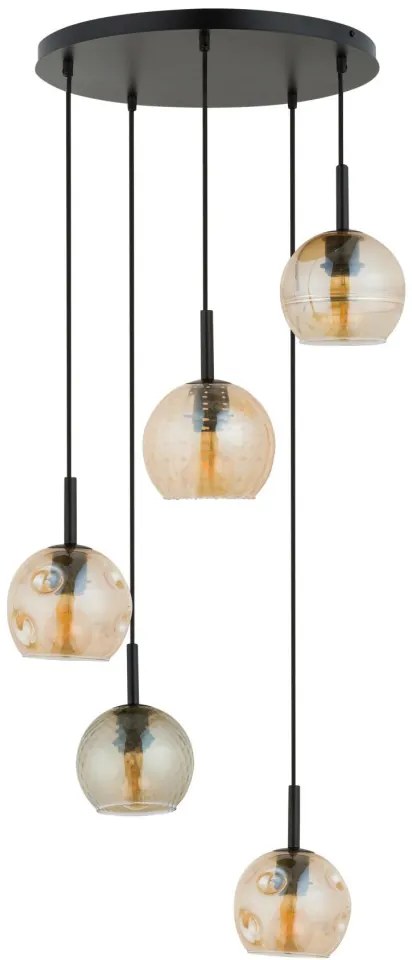 SIGMA LIGHTING 32183 COMO Többágú Függesztett Lámpa Borostyán, Fekete E27 IP20
