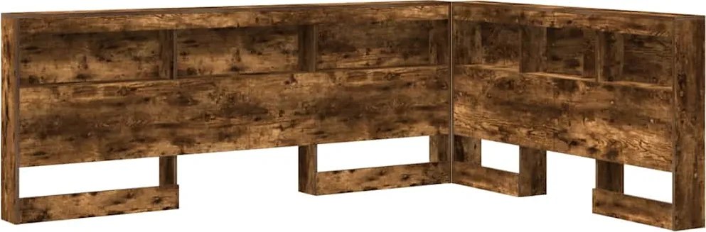 vidaXL Tároló fejtámla polcokkal Füstölt tölgy 135 cm Faanyag