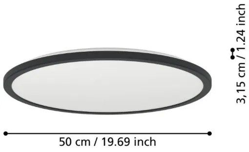 Eglo 901441-LED ROVITO fürdőszobai mennyezeti lámpa 16,8W/230V, 50 cm, IP44, fek