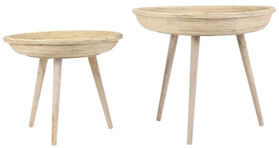 Rattan kerek tárolóasztal szett 2 db-os ø 56 cm Colon – Light &amp; Living