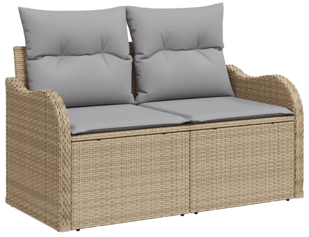 8 darabos kerti kanapé szett párnákkal fekete poly rattan, 2 személyes kerti kanapé párnákkal bézs poly rattan