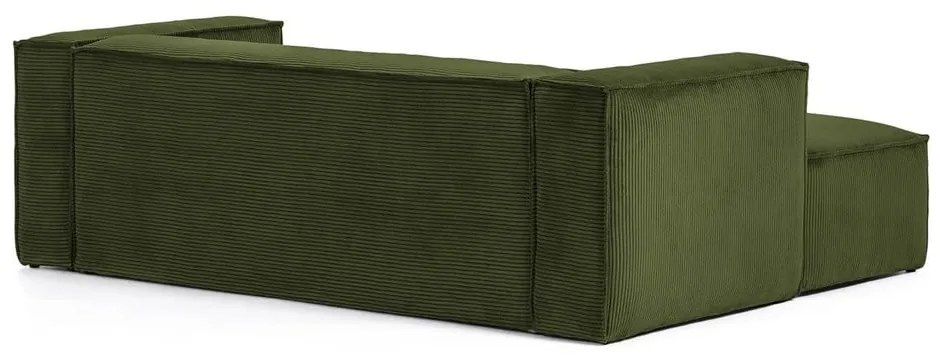 Zöld kordbársony sarokkanapé (bal oldali) Blok – Kave Home