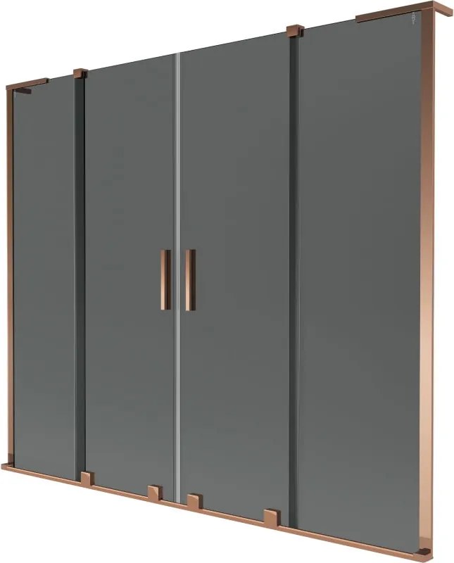 Mexen Velar L Duo 2 szárnyú, eltolható fürdőkád paraván 170 x 150 cm, grafit, rózsaarany - 896-170-003-42-60