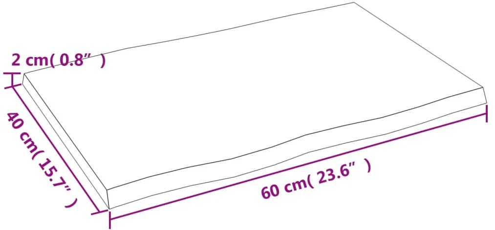 kezelt világosbarna tömör tölgyfa asztallap 60x40x2 cm